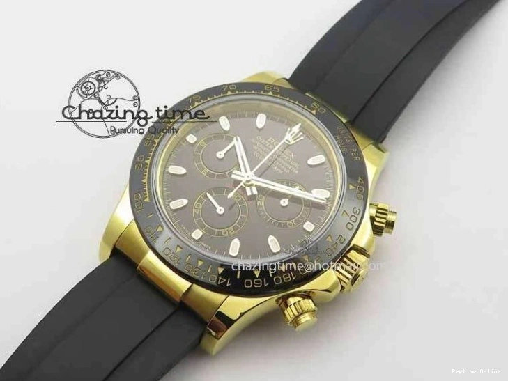 0301 Daytona YG 116518LN JH Best Edition Black Dial On Rubber Strap A4130 (Free XS rubber strap) WeatherProof 3645